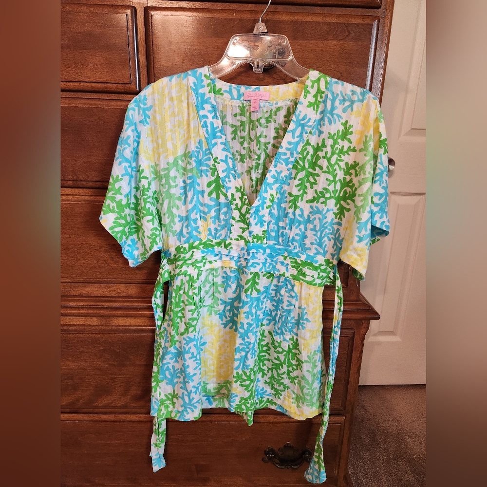 Lilly Pulitzer Coral Reef Top with Tie Waist